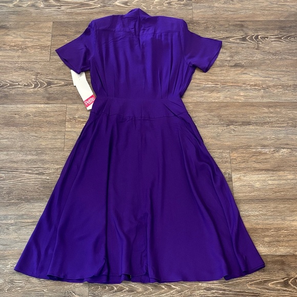 NWT Vintage Alain Toussaint Purple Button Down Shirt Dress Size 12 Petite - Picture 12 of 14